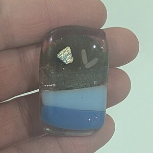 Hand Crafted artisan made fused glass landscape magnet. Stocking Stuffer